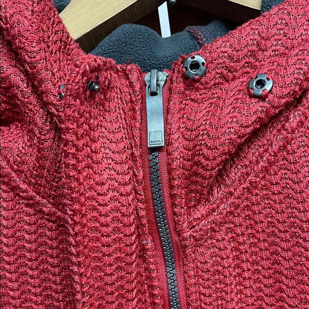 Bench Red Textured Knit Hoodie - Picture 5 of 16